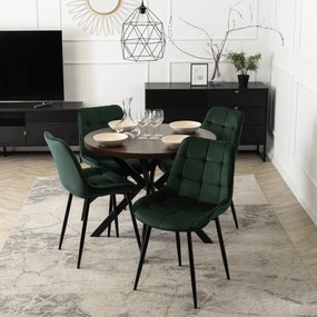 Stół Okrągły Rozkładany LUGO 90-190 cm Orzech/Czarny Loft