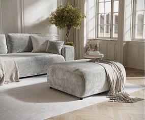 Puf w tkaninie szenilowej Zanzibar - 88x88 cm - jasnoszary