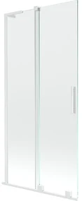 Mexen Velar L parawan nawannowy 2-skrzydłowy rozsuwany 90 x 150 cm, transparent, biały - 896-090-003-01-20