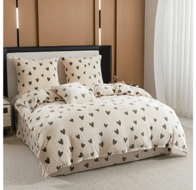 PrzytulneMieszkanie.pl PrzytulneMieszkanie.pl Pościel z mikropluszu HEARTINO kremowa Rozmiar pościeli: 70 x 90 cm | 140 x 220 cm