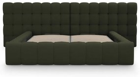 Zielone tapicerowane łóżko dwuosobowe ze schowkiem i stelażem 180x200 cm Mamaia – Micadoni Home