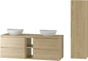 Zestaw do Łazienki 140cm Szafka Regał Blat Umywalka Słupek Słupek Dąb Olejowany Etna