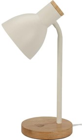 Metalowa lampa stołowa z drewnianą podstawą Solano biały, 14 x 36 cm