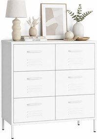 Biała stalowa szafka gospodarcza z 6 szufladami R8-Z02