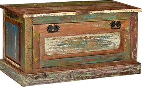 Ławka do przechowywania butów z drewna z recyklingu, wielokolorowa, 2 przegrody, wygodne siedzisko, unikalny styl vintage, bez montażu