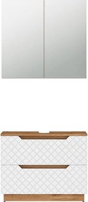 Zestaw mebli łazienkowych dąb/biały ze strukturą płytek 79.6x32x62.5 lotta