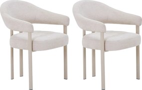 Zestaw 2 krzeseł z teksturowanej tkaniny i metalu - Beżowy - ALORINA