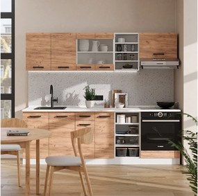 Zabudowa kuchenna gold power dąb/biały 240x60x81.6 r-line