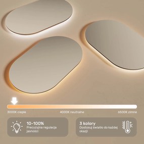 Owalne lustro z podświetleniem LED w czarnej aluminiowej ramie