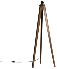 Rustykalna lampa podłogowa statyw orzechowe drewno - Tripod Classic Rustykalny / Vintage Oswietlenie wewnetrzne