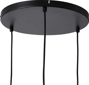 Retro Lampa Wisząca Czarna z Pomarańczowym Szkłem 3-punktowa - Denise