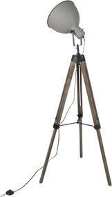 Inteligentna lampa stojąca na trójnogu w stylu industrialnym z drewna w kolorze szarym, w tym Wi-Fi A60 - Laos