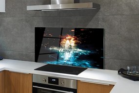 Szklany Panel Magiczny Miecz w Dymie