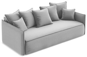 Jasnoszara aksamitna rozkładana/ze schowkiem sofa 225 cm Hula – Makamii