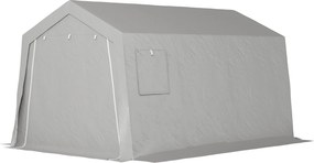 Outsunny namiot magazynowy wodoodporny duży schowek ogrodowy z drzwiami i oknami 300x447x255 cm jasnoszary | Aosom PL