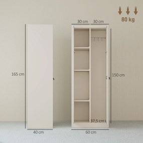 HOMCOM szafa narzędziowa ze stali z zamkiem, drzwiami i regulowanymi półkami, nośność 80 kg, kremowy | Aosom PL