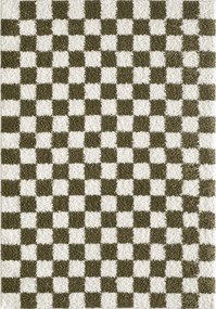 Ciemnozielony/kremowy dywan 160x230 cm Grida – ESTE