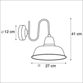 Kinkiet / Lampa scienna przemysłowy rdza ze złotym wnętrzem - Factory Rustykalny / Vintage Oswietlenie wewnetrzne