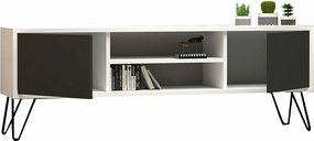 Stojak pod TV – szerokość 140 cm – biały i antracytowy – płyta wiórowa pokryta melaminą