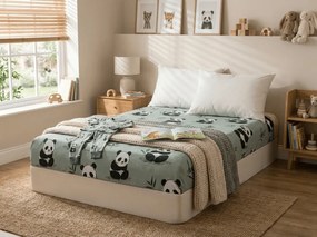 PrzytulneMieszkanie.pl Prześcieradło z mikrofibry PANDA RELAX miętowe 90x200 cm