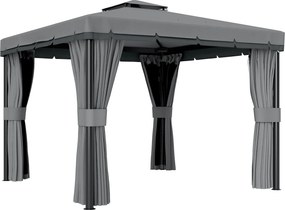 Outsunny Pawilon ok. 3x3 m wodoodporny stabilny odporny na zimę pawilon ogrodowy z podwójnym dachem moskitiera na zamek | Aosom PL