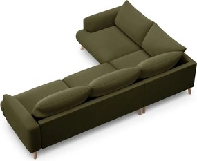 Zielony aksamitny narożnik (lewostronny/w kształcie litery L) Naomi – Micadoni