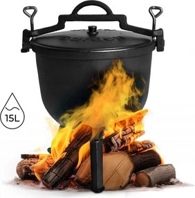 Kociołek żeliwny 15 L na ognisko z pokrywą VK15L