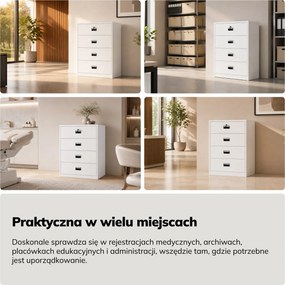 Szafa kartotekowa metalowa z 4 szufladami biała, 900x1320x600 mm: SARA XL V4