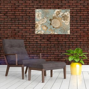Obraz na szkle złotych kwiatów (70x50 cm)