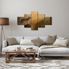 Obraz wilka na skale (125x70 cm)