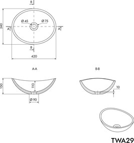 Umywalka nablatowa TWA29