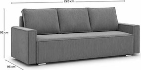 Kanapa Natan rozkładana z funkcją spania i pojemnikiem na pościel – nowoczesna sofa sztruksowa