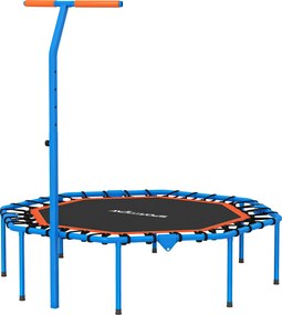 SPORTNOW Fitness-Trampolin, Treningstrampolin z regulowanym uchwytem, stabilny i cichy, do użytku wewnątrz, Stal, Niebieski