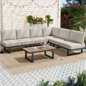 Meble ogrodowe modułowe ze stali ocynkowanej - narożnik - łóżko relaksacyjne - stoliki kawowe - szare