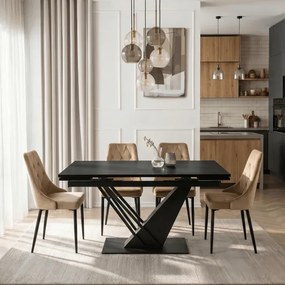 Stół Rozkładany Prostokątny REX 160-220 cm Czarny do Jadalni Loft