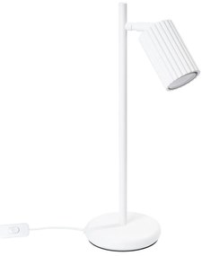 Lampa biurkowa KARBON biała ryflowana SOLLUX  LIGHTING