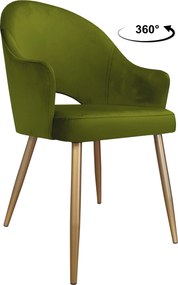Krzesło Velvet tkanina Welur noga metalowa krzesło tapicerowane premium : Kolor nogi - Złota stożek, Kolor tkaniny - VELVET - BL75, Typ siedziska - Siedzisko obrotowe 360°
