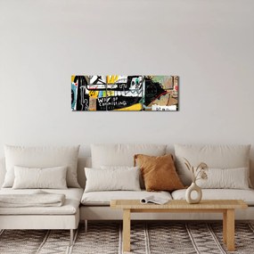 Obraz - Graffiti (z zegarem) (90x30 cm)