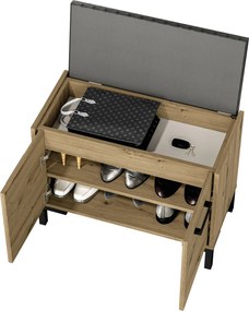 Szafka na buty z tapicerowanym siedziskiem Nevio 04, dąb artisan
