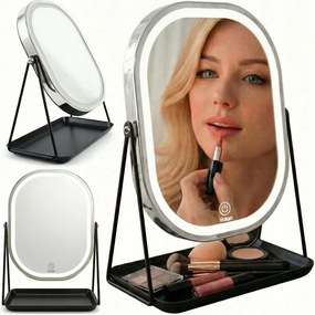 Lusterko Do Makijażu PREMIUM METALOWE Kosmetyczne PODŚWIETLANE LED | VOLAN