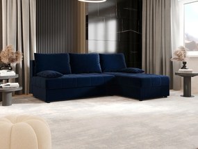 BEDANTE narożnik MOS L Itaka 10 prawa ciemnoniebieski z funkcją spania sofa w kształcie litery L z pojemnikiem na pościel