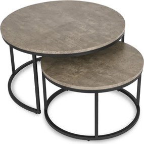 Zestaw Stolików Kawowych ROCKY MAX 60 cm/80 cm Szary Beton Nowoczesny Loft