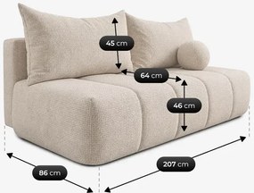 Sofa z Funkcją Spania SARIA Kremowa Szenil Nowoczesna