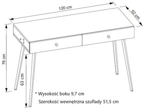 Skandynawskie biurko z szufladami dąb craft - Elara 6X