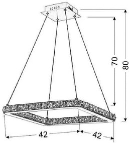 Kryształowa lampa wisząca kwadrat LED - V072-Pelagio