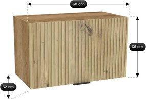 Zestaw Mebli Kuchennych MODERN 200 cm Dąb Artisan/Szary Połysk Ryflowany Nowoczesny