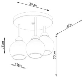 Lampa sufitowa z 3 kloszami na okrągłej podsufitce - A158-Kayo