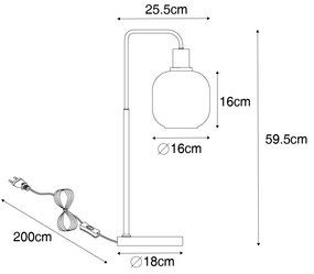 Designerska lampa stołowa czarna z mosiężnym i bursztynowym szkłem - ZuzannaDesignerski Oswietlenie wewnetrzne