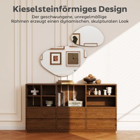 HOMCOM Zestaw 2 luster ściennych 70 x 46 cm, 49,5 x 31 cm Lustro z metalową ramą Lustro wiszące w kształcie kamienia, Czarny | Aosom PL