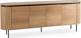 Komoda do Salonu BECK 200 cm Dąb Czterodrzwiowa Ryflowana Nowoczesna